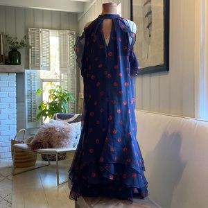 Eva Franco party dress with tie closure at neck.